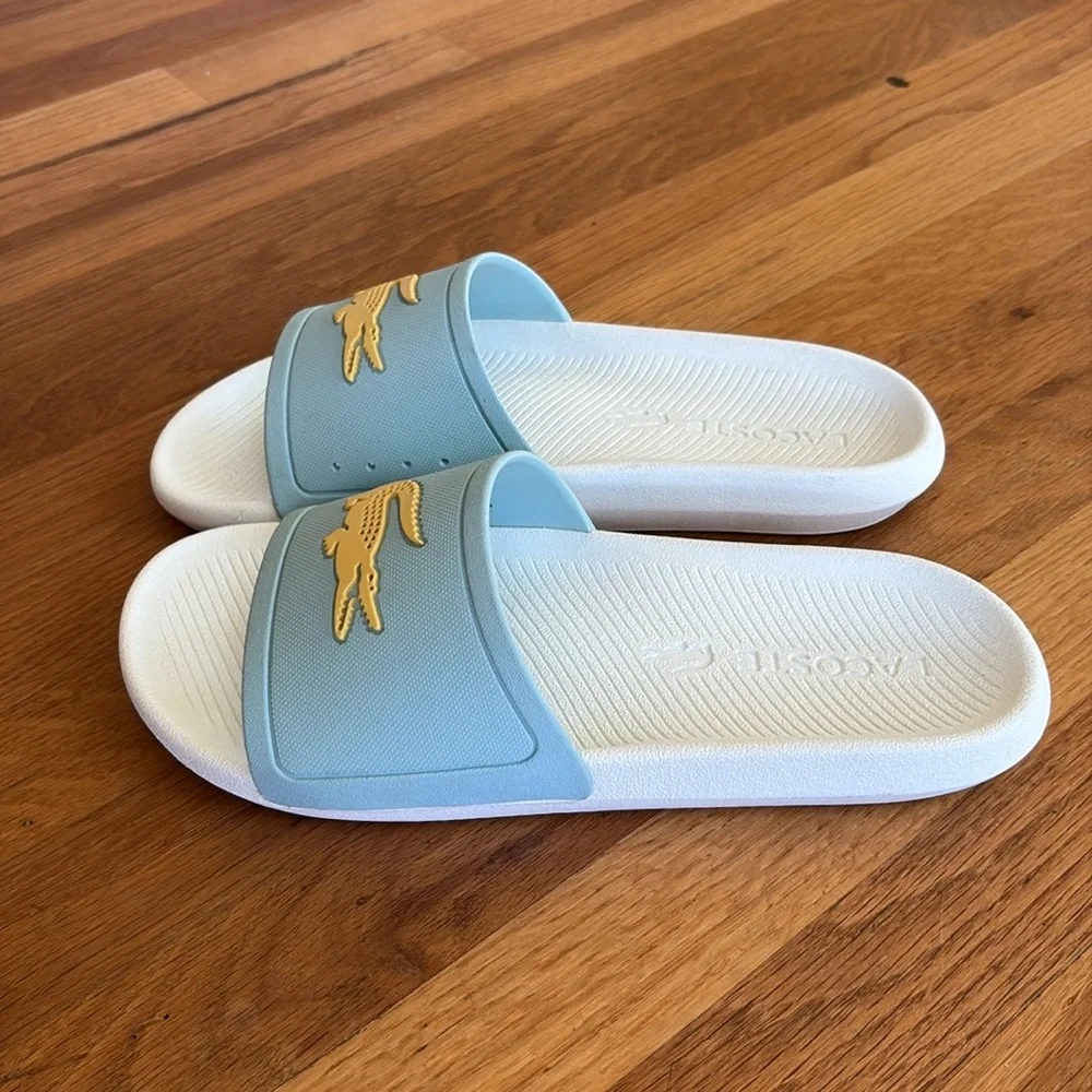 Lacoste Croco Slide Sandals Turquoise light blue size 9 - Picture 3 of 7